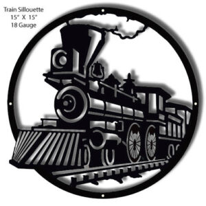 Round Train Silhouette Laser Cut Out 15x15