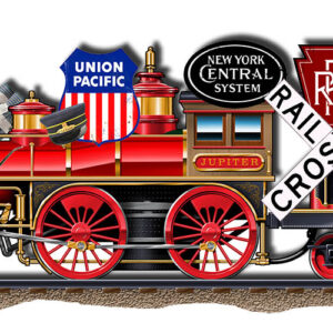 Train Collage Laser Cut Out Sign 8x24