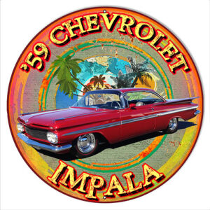 59 Chevy Impala Sign By Artist Phil Hamilton 14x14