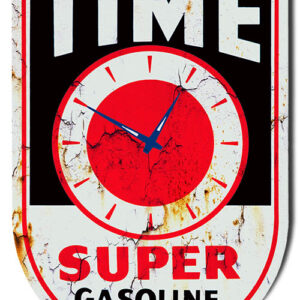 Time Super Gasoline Laser Cut Out Reproduction Sign 14x21