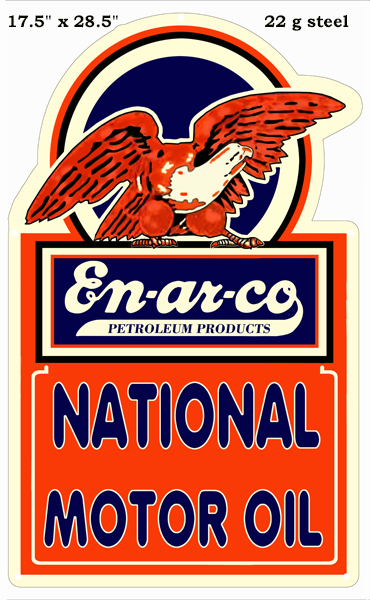 Enarco National Motor Oil Reproduction Gas Station Sign 17.5"x28.5"