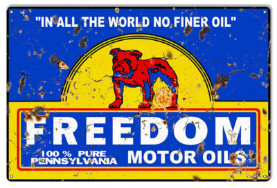 Freedom Motor Oils Vintage Reproduction Large Gas Station Sign 16"x24"