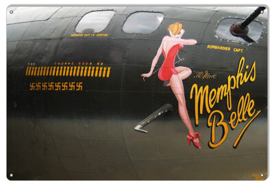 Nose Art Memphis Belle Reproduction Aviation Sign 12"x18"