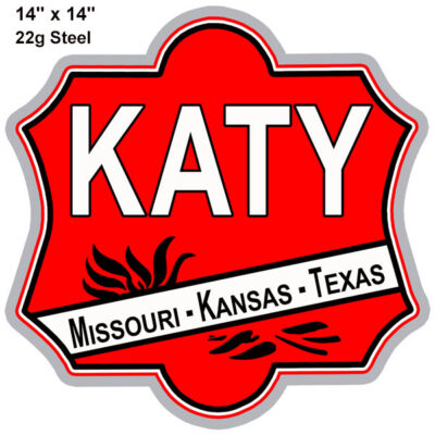 Katy MKT Laser Cut Out Reproduction Railroad Sign 14"x14"