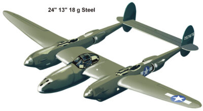 Lockheed P-38 Lightning Laser Cut Out Reproduction Aviation Sign 13"x24"