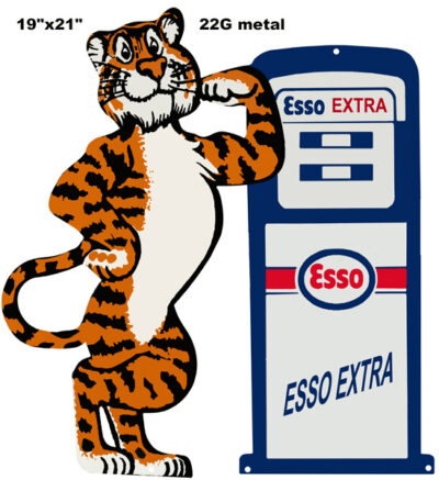 ESSO Extra Tiger Laser Cut Out Reproduction Motor Oil Sign 19"x21"
