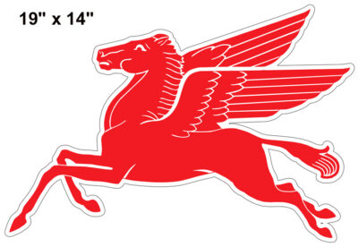 Pegasus Flying Horse Reproduction Laser Cut Out Motor Oil Sign 14"x19"