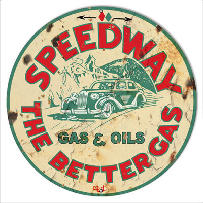 Speedway Motor Oil Aged Looking Reproduction Garage Shop Sign 14"x14" Round