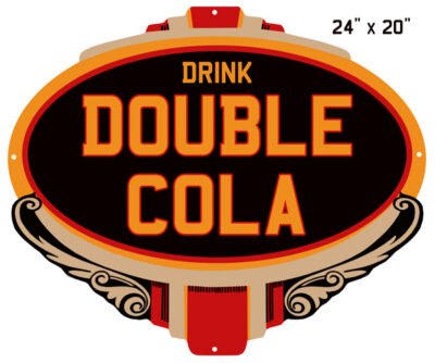 Cola Double Drink Reproduction Laser Cut Out Nostalgic Sign 20"x24"
