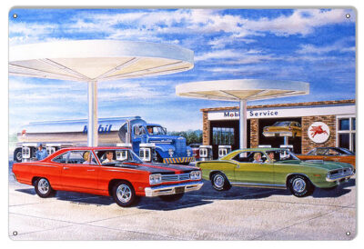 Pegasus Mobil Gas Station Reproduction Sign By Jack Schmitt 12x18