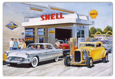 Hot Rod Reproduction Shell Gas Station Sign By Jack Schmitt 12x18