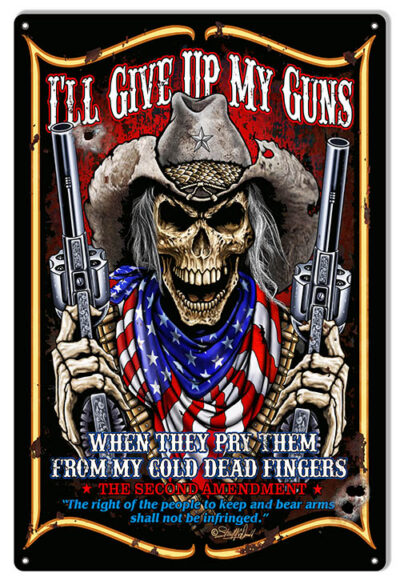 Second Amendment Reproduction Gun Metal Sign By Steve McDonald 12x18