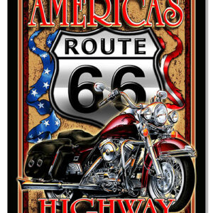 Route 66 Americas Highway Motorcycle Sign By Steve McDonald 12x18
