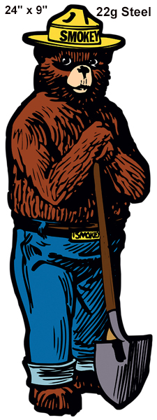 Smokey The Bear Reproduction Laser Cut Out Animal Sign 9x24