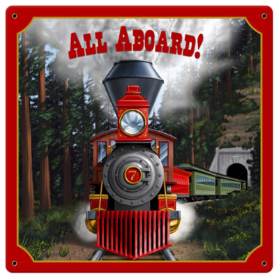 RR-119 All Aboard Vintage Sign 12"x12"