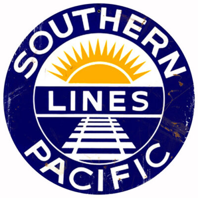 Reproduction Blue Southern Pacific Railroad Sign 14 Round