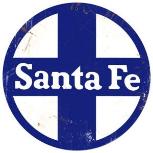 Santa Fe Railroad Herald Sign 14" Round Metal