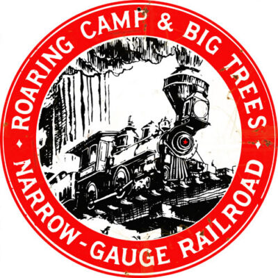 Reproduction Red Big Trees Railroad Sign 14 Round