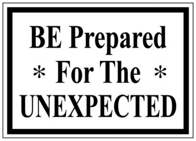 RR-58 Be Prepared For The Unexpected Sign 12"x8.5"