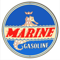Marine Gasoline Reproduction Motor Oil Metal Sign 24x24 Round