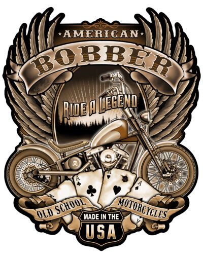 Bobber Motorcycle Cut Out Garage Art Sign By Steve McDonald 16x19.6