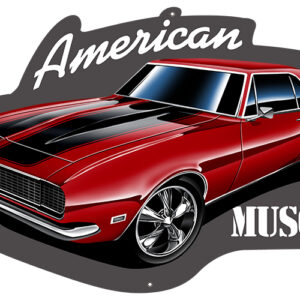 American Muscle Car Laser Cut Out With 3D Effect Sign 13.8x21.3