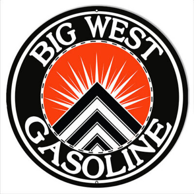 Big West Gasoline Reproduction Motor Oil Metal Sign 14x14 Round