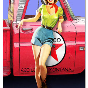 Texaco Red Truck Pin Up Girl Garage Shop Metal Sign 12x18