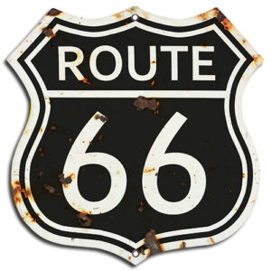 Route 66 Vintage Black Laser Cut Out Garage Shop Metal Sign 7.5x7.5