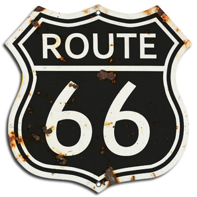 Route 66 Vintage Black Laser Cut Out Garage Shop Metal Sign 7.5x7.5