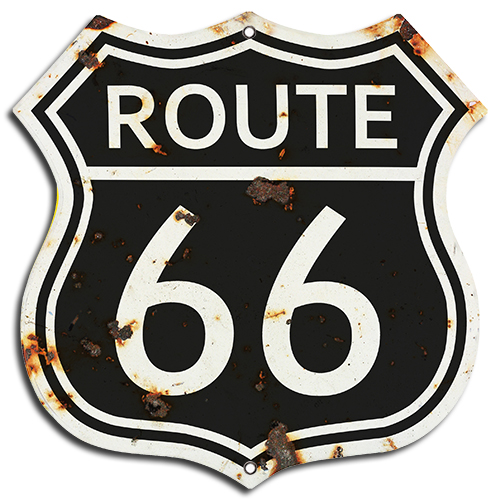 Route 66 Vintage Black Laser Cut Out Garage Shop Metal Sign 7.5x7.5