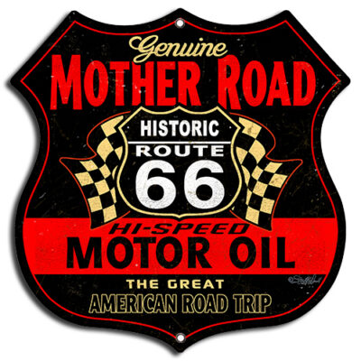 Mother Road Motor Oil Cut Out By Steve McDonald Metal Sign 7.5x7.5