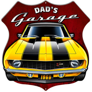 Dads Garage Cut Out 3D Effect By Scott Siebel Metal Sign 15.6x15.8