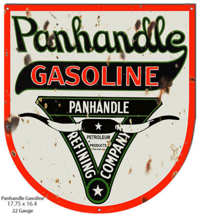 Panhandle Gasoline Cut Out Reproduction Motor Oil Metal Sign 16.4x17.7