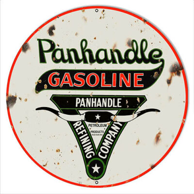 Panhandle Gasoline Reproduction Garage Metal Sign 14x14 Round