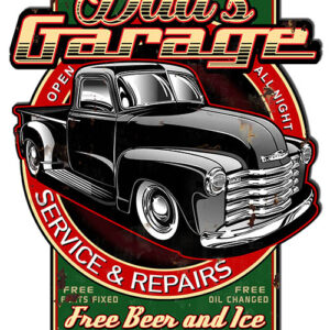 Dads Garage Truck Cut Out Metal Sign By Steve McDonald 14.7x19.6