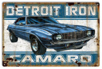 Detroit Iron Camaro Reproduction Hot Rod Metal Sign 12x18