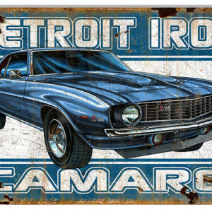 Detroit Iron Camaro Reproduction Hot Rod Metal Sign 12x18