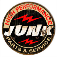 Junk Service Reproduction Garage Shop Metal Sign 14x14 Round