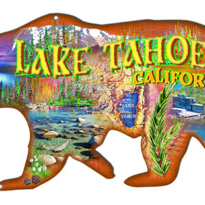 Lake Tahoe Bear Cut Out Metal Sign By Phil Hamilton 7.7x14.2