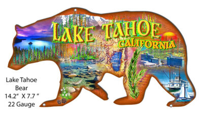 Lake Tahoe Bear Cut Out Metal Sign By Phil Hamilton 7.7x14.2