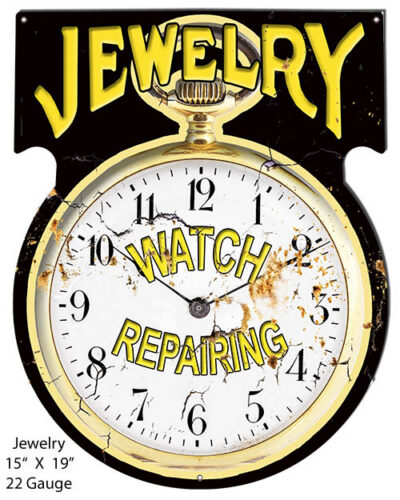 Jewelry Watch Repair Reproduction Cut Out Nostalgic Metal Sign 15x19