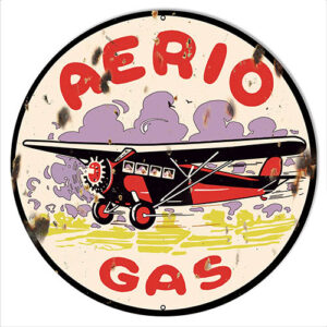 Aerio Gasoline Reproduction Motor Oil Metal Sign 14x14 Round