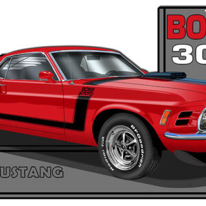 Mustang 1970 Series Red Cut Out Metal Sign By Rudy Edwards 13.5x24