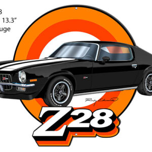 Z28 Camaro Black Cut Out Garage Art Metal Sign Rudy Edwards 13.3x18.5