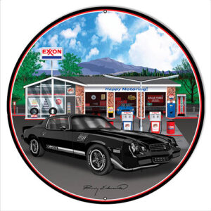 Z28 Camaro Black Metal Sign By Rudy Edwards 30x30 Round
