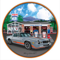 Camaro Grey Z28 Garage Metal Sign Rudy Edwards 14x14 Round