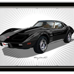 Corvette Sting Ray Black Garage Art Metal Sign Rudy Edwards 12x18