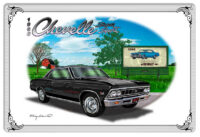 Chevy Super Sport Black Car Metal Sign By Rudy Edwards   16x24