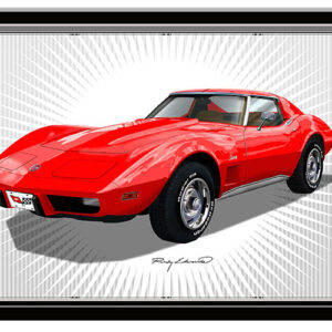 Corvette Sting Ray Red Garage Art Metal Sign Rudy Edwards 12x18